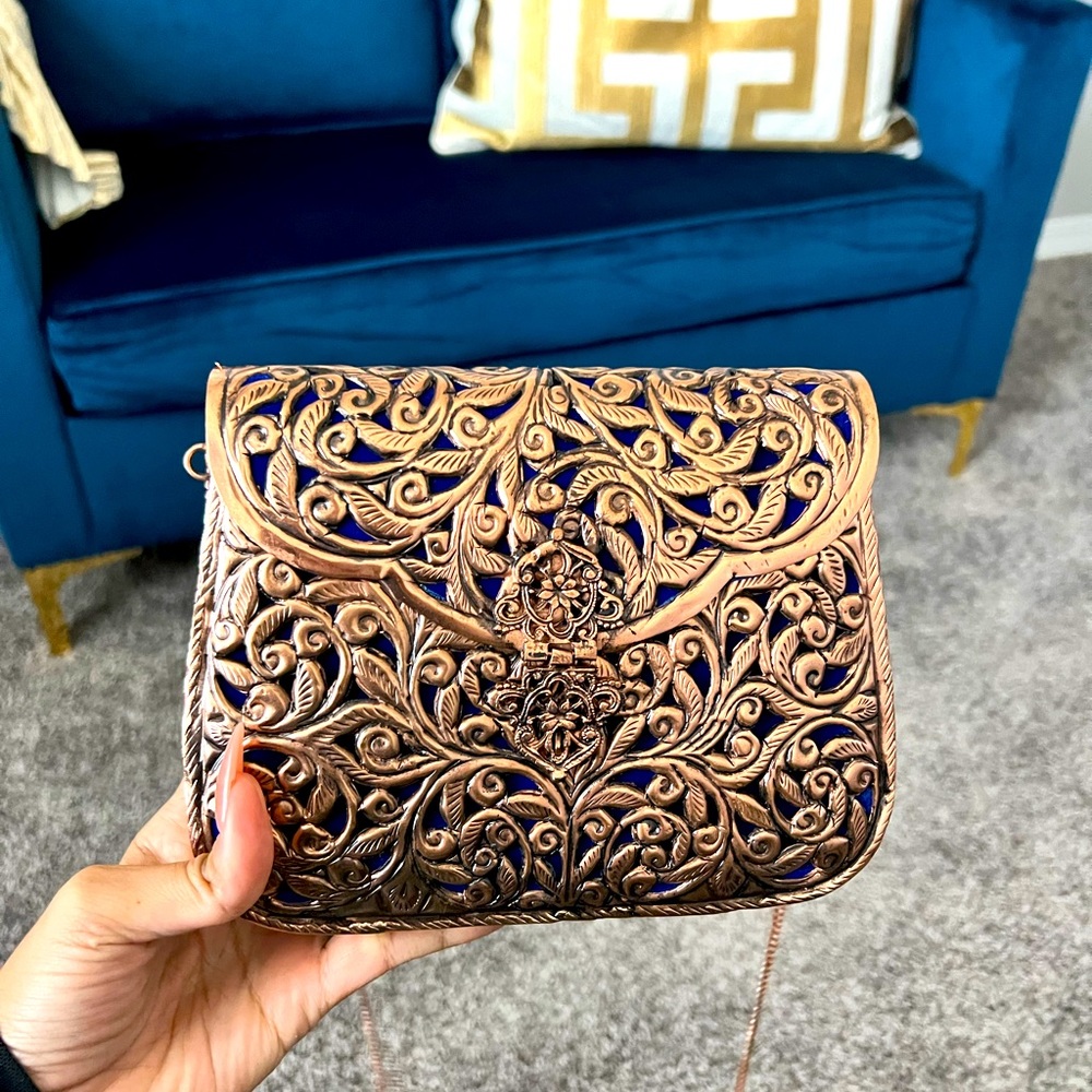 From St Xavier metal rose gold purse new